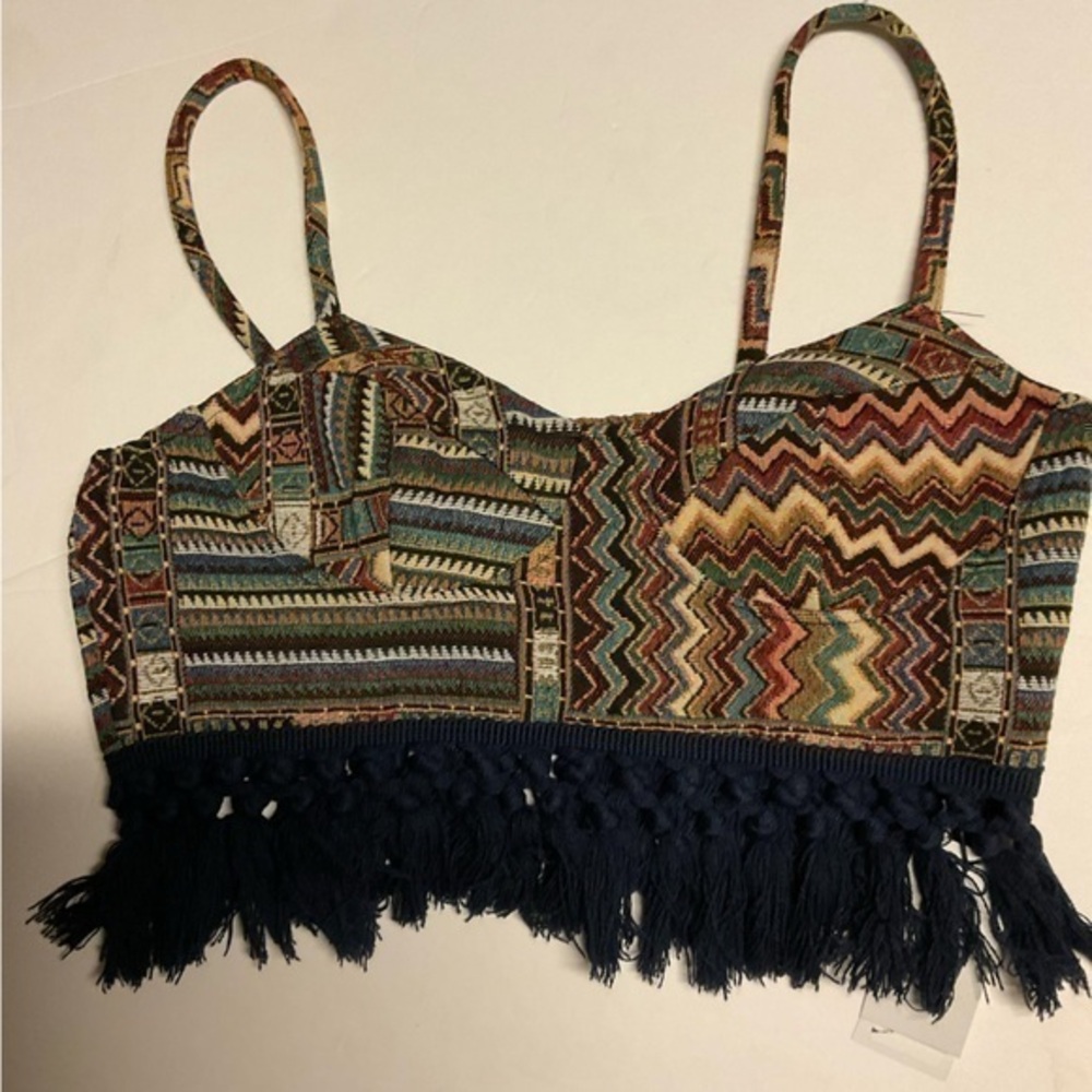 Cider  Fringed Cropped Top Size XL
